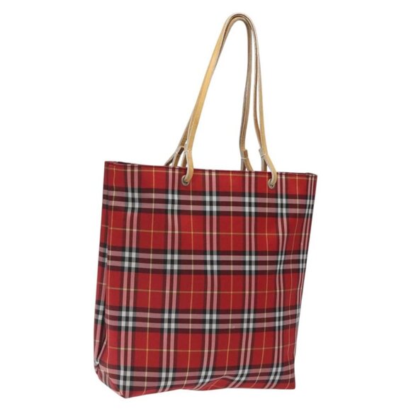BURBERRY Nova Check Tote Bag Nylon Red Auth BA1829 - Picture 1 of 16